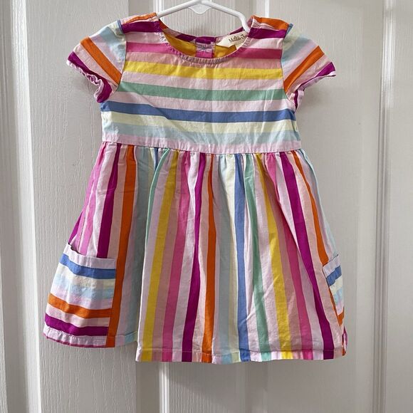 Matilda Jane Striped Crayon Box Dress Back Heart Buttons Girls Size 12-18 Months